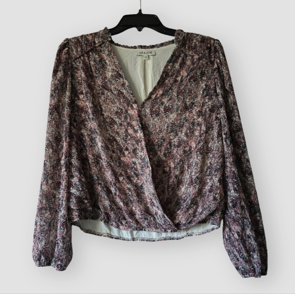 Mila Mae NWT Floral Wrap Blouse Romantic Puff Sleeve Top Boho Feminine S - Picture 8 of 10